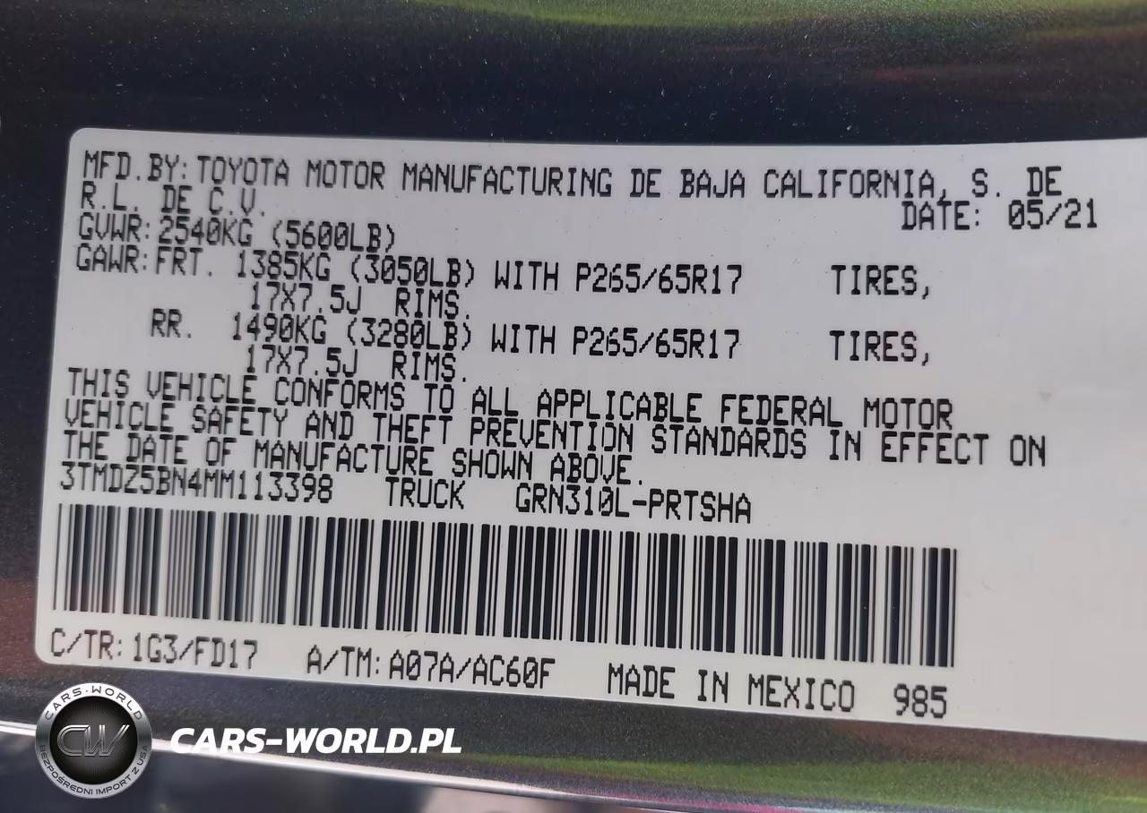 2021 Toyota Tacoma Trd Sport VIN:3TMDZ5BN4MM113398 - 9