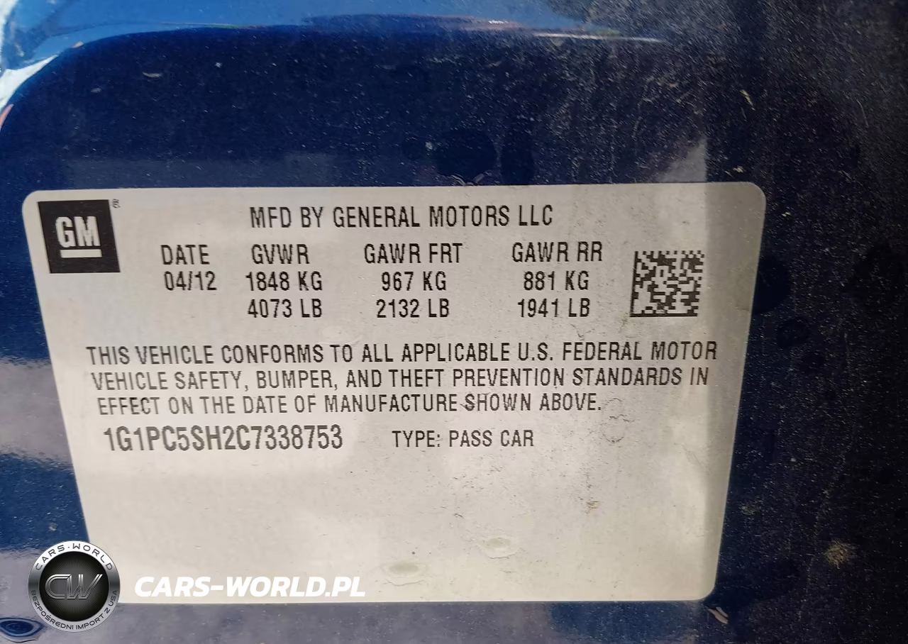 2012 Chevrolet Cruze Ls VIN:1G1PC5SH2C7338753 - 9