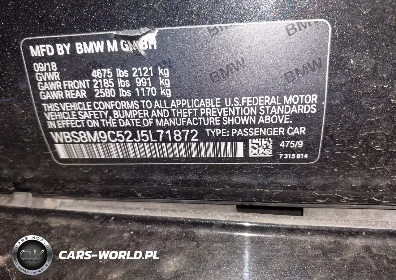 2018 BMW M3 VIN:WBS8M9C52J5L71872 - 9