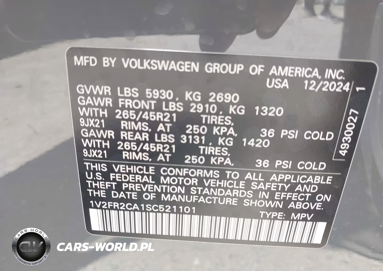 2025 Volkswagen Atlas 2.0T Sel Premium R-Line VIN:1V2FR2CA1SC521101 - 9