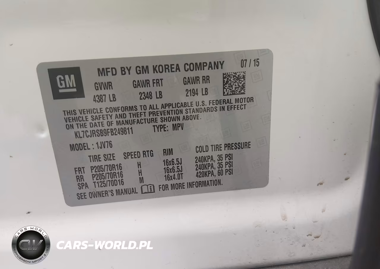 2015 Chevrolet Trax Lt VIN:KL7CJRSB9FB249811 - 9