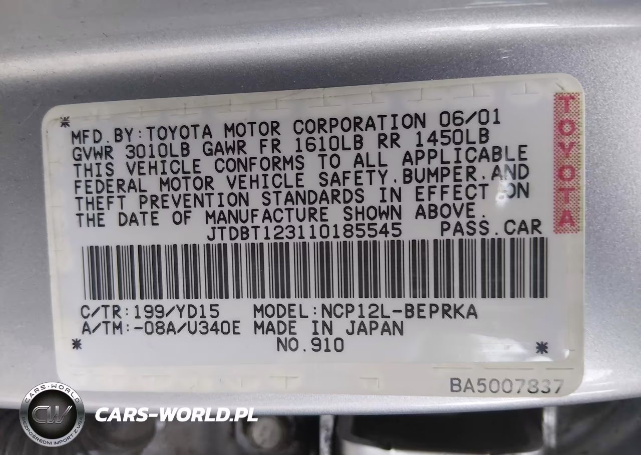 2001 Toyota Echo VIN:JTDBT123110185545 - 9