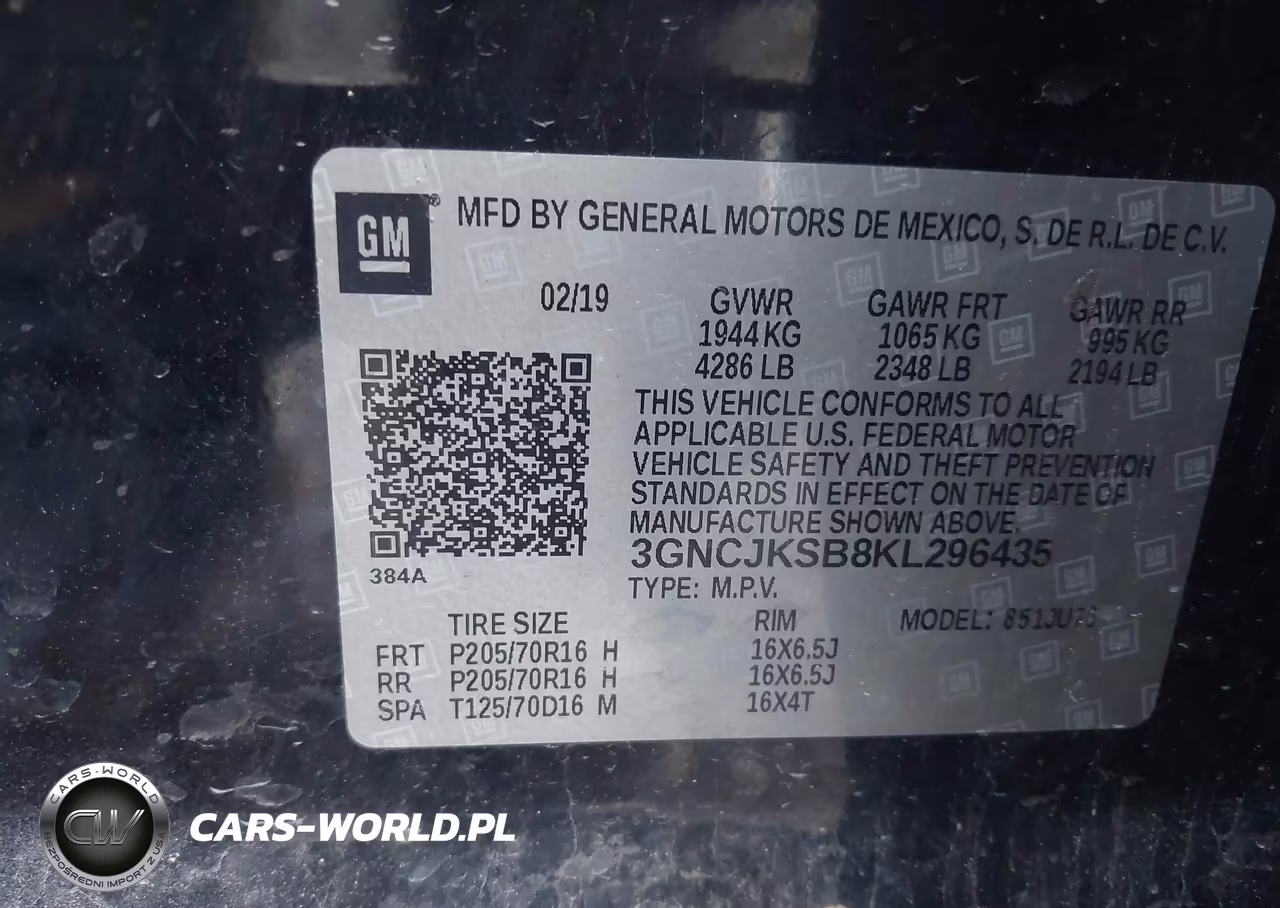 2019 Chevrolet Trax Ls VIN:3GNCJKSB8KL296435 - 9
