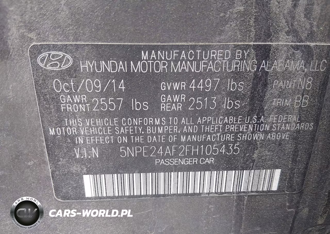 2015 Hyundai Sonata Se VIN:5NPE24AF2FH105435 - 9