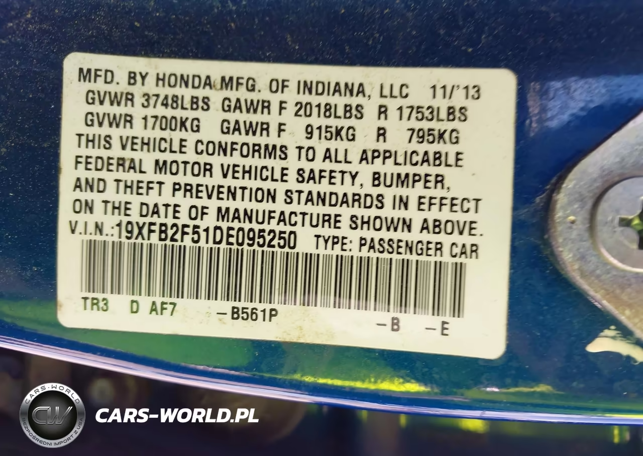2013 Honda Civic Lx VIN:19XFB2F51DE095250 - 9