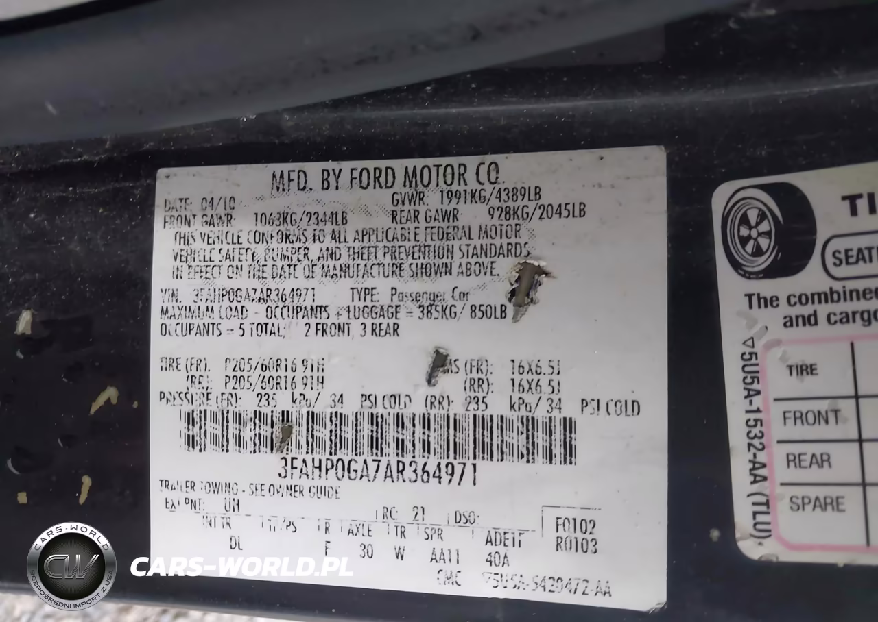 2010 Ford Fusion S VIN:3FAHP0GA7AR364971 - 9