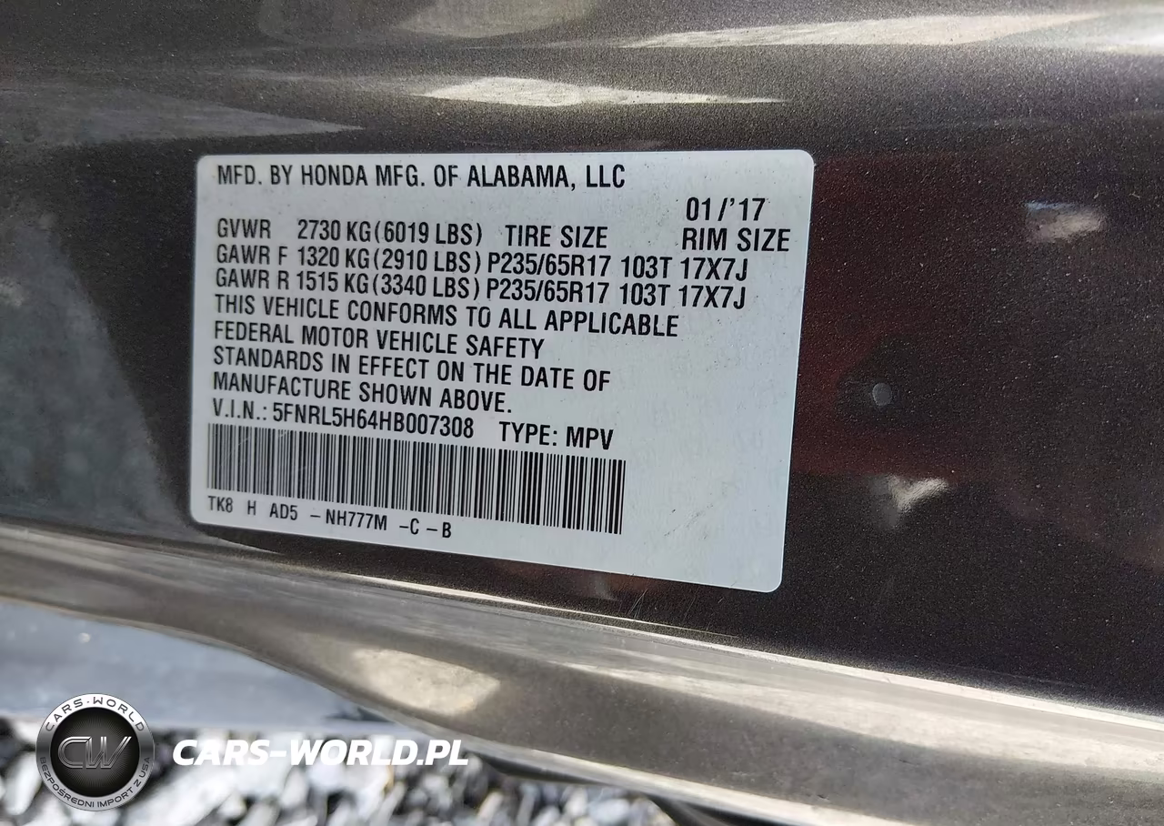 2017 Honda Odyssey Ex-L VIN:5FNRL5H64HB007308 - 9