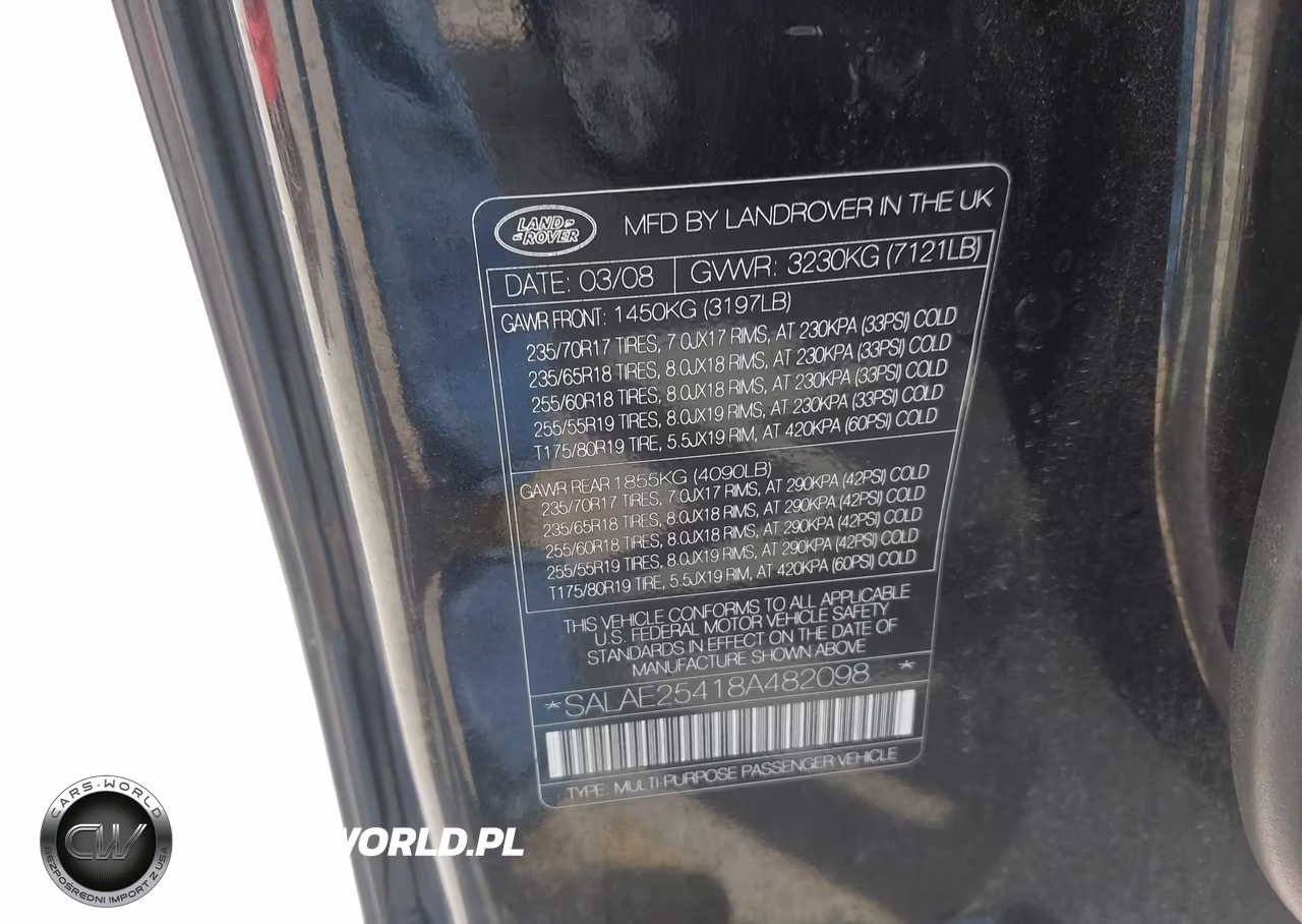 2008 Land Rover Lr3 V8 Se VIN:SALAE25418A482098 - 9