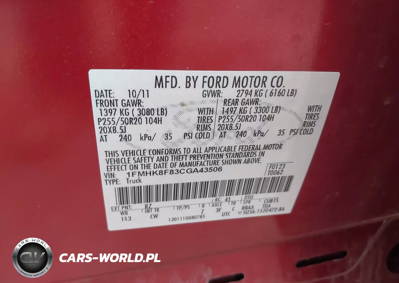 2012 Ford Explorer Limited VIN:1FMHK8F83CGA43506 - 9