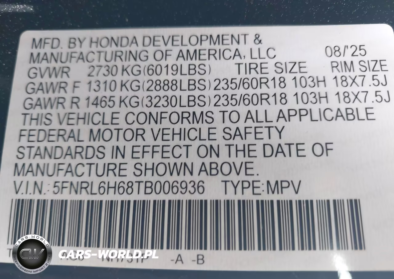 2026 Honda Odyssey Ex-L VIN:5FNRL6H68TB006936 - 9