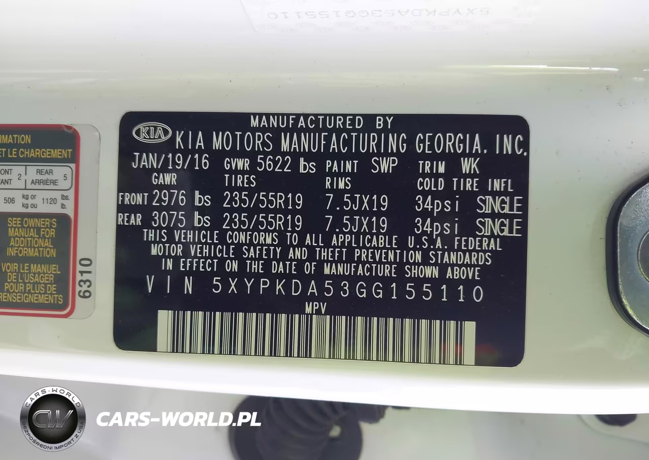 2016 Kia Sorento 3.3L Sxl VIN:5XYPKDA53GG155110 - 9
