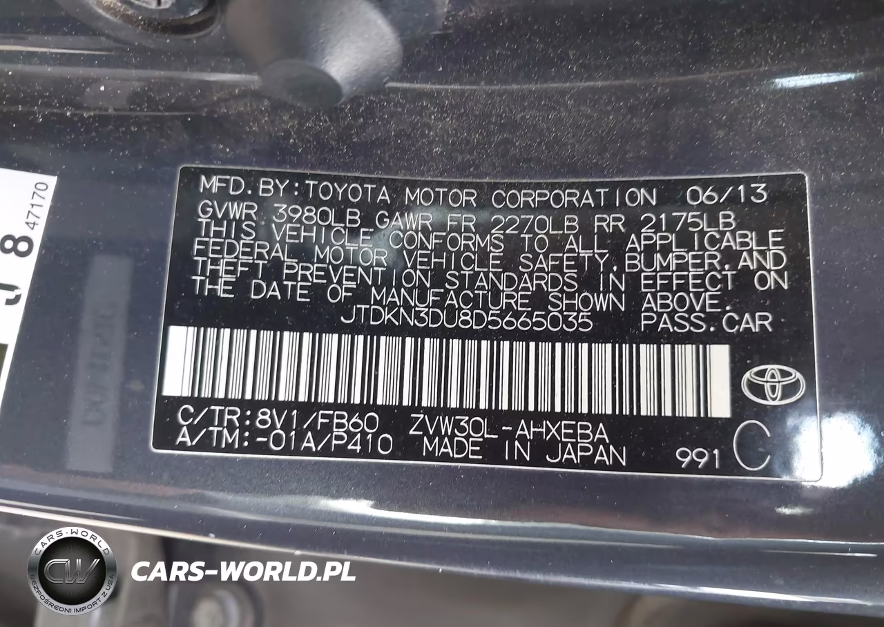 2013 Toyota Prius Two VIN:JTDKN3DU8D5665035 - 9