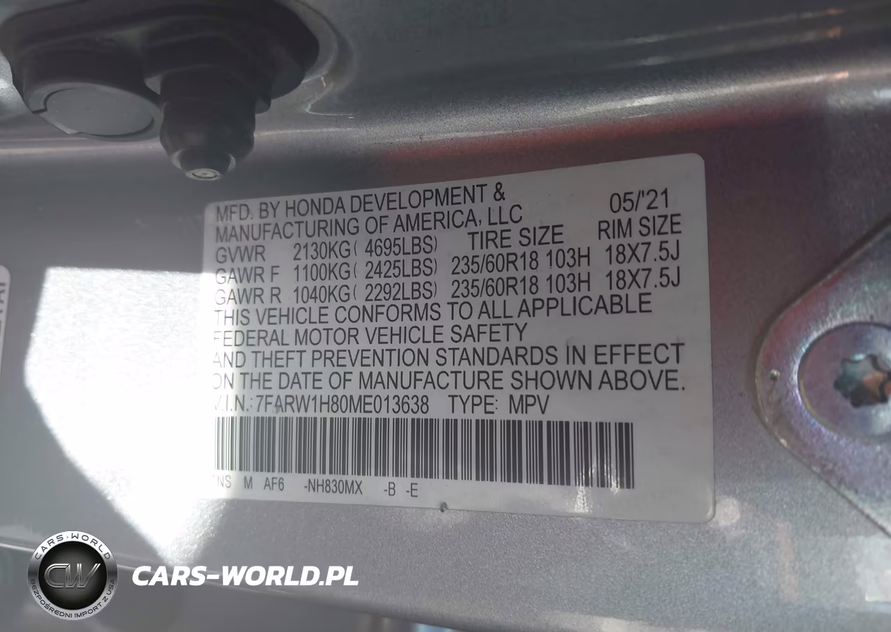 2021 Honda Cr-V 2Wd Ex-L VIN:7FARW1H80ME013638 - 9