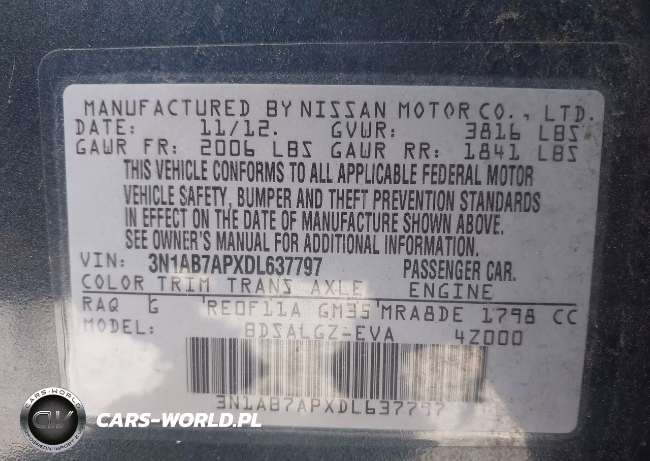 2013 Nissan Sentra Sl VIN:3N1AB7APXDL637797 - 9