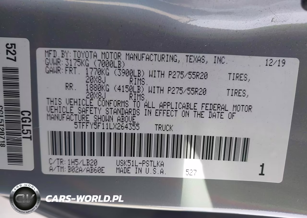 2020 Toyota Tundra Limited VIN:5TFFY5F11LX264355 - 9