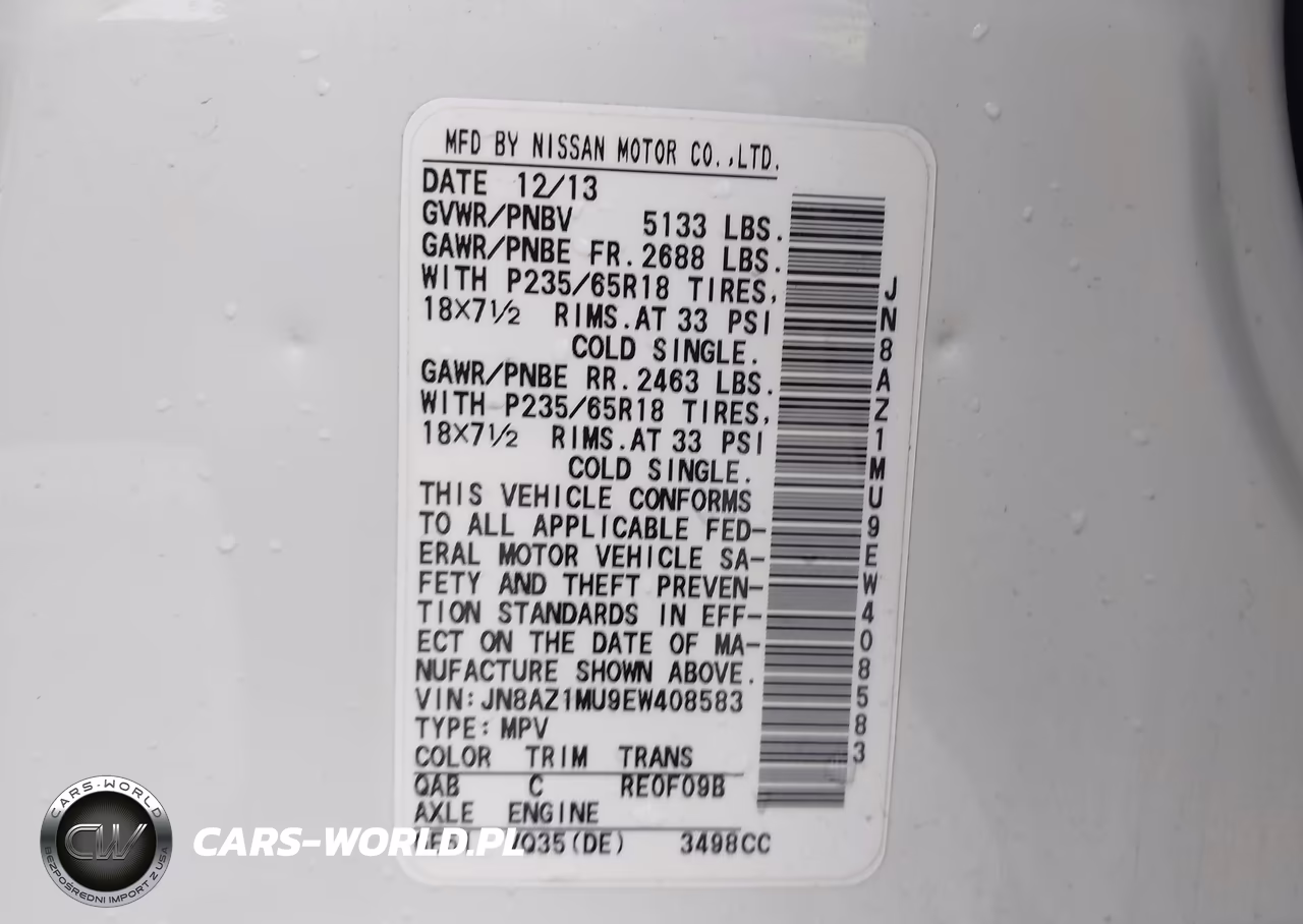 2014 Nissan Murano S VIN:JN8AZ1MU9EW408583 - 9