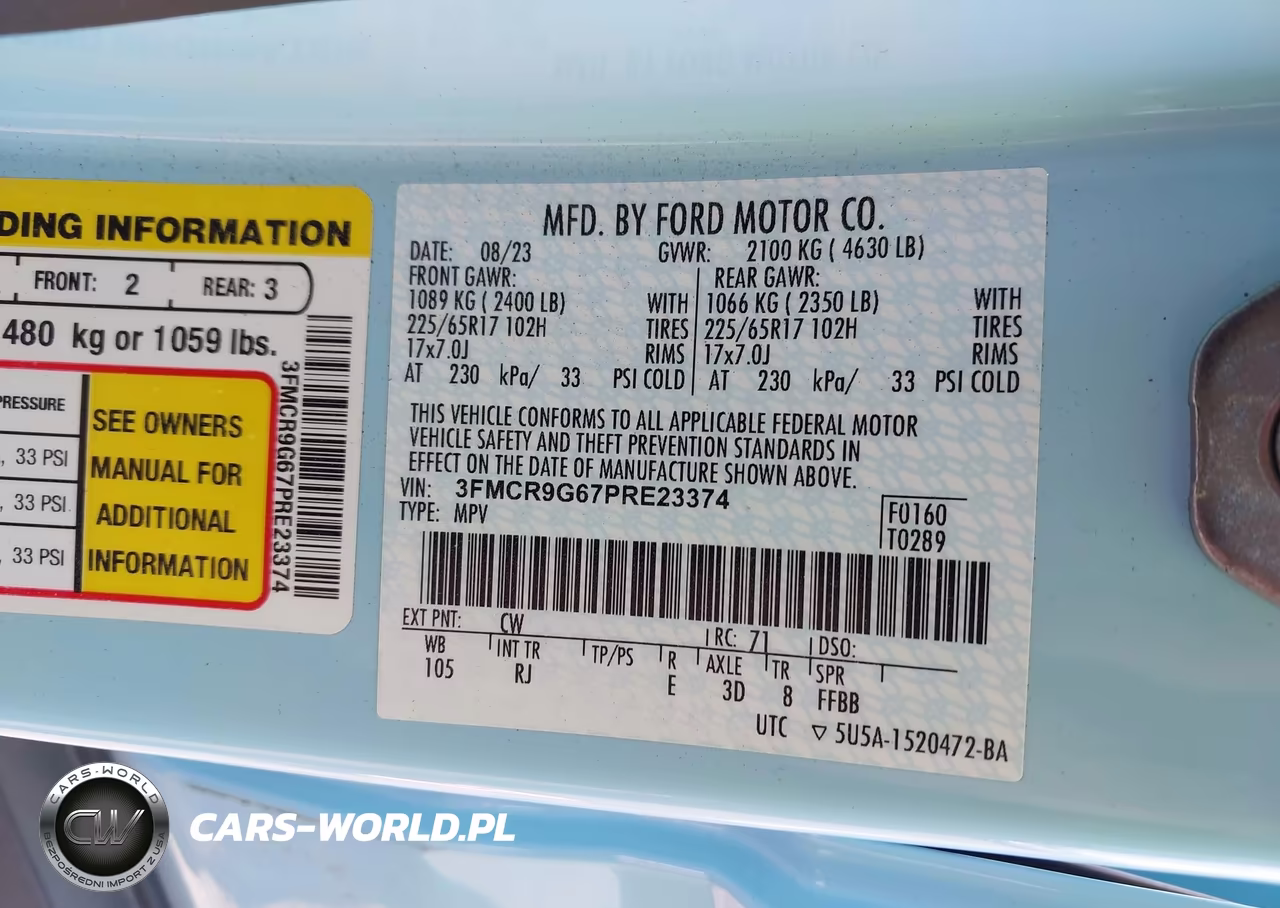 2023 Ford Bronco Sport Heritage VIN:3FMCR9G67PRE23374 - 9