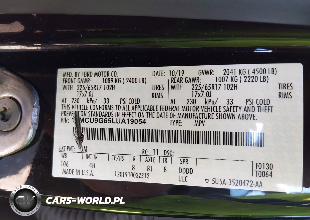 2020 Ford Escape Se VIN:1FMCU9G65LUA19054 - 9