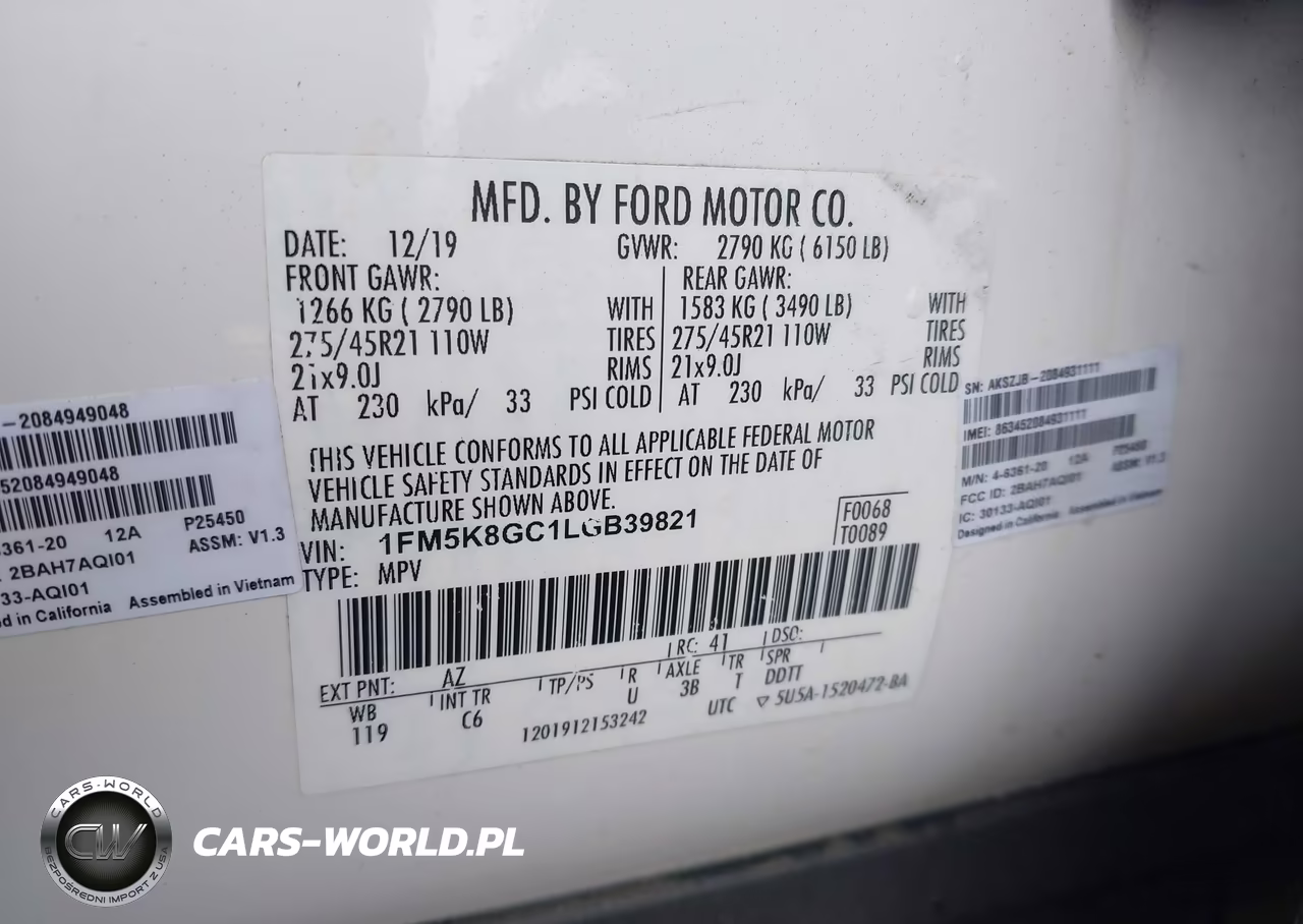 2020 Ford Explorer St VIN:1FM5K8GC1LGB39821 - 9