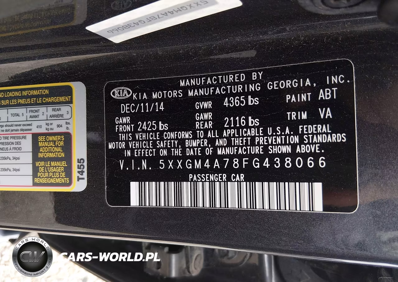 2015 Kia Optima Lx VIN:5XXGM4A78FG438066 - 9