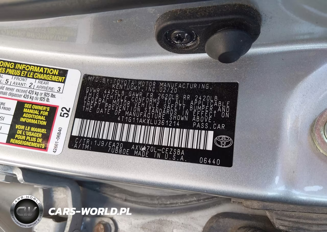 2020 Toyota Camry Se VIN:4T1G11AKXLU361214 - 9