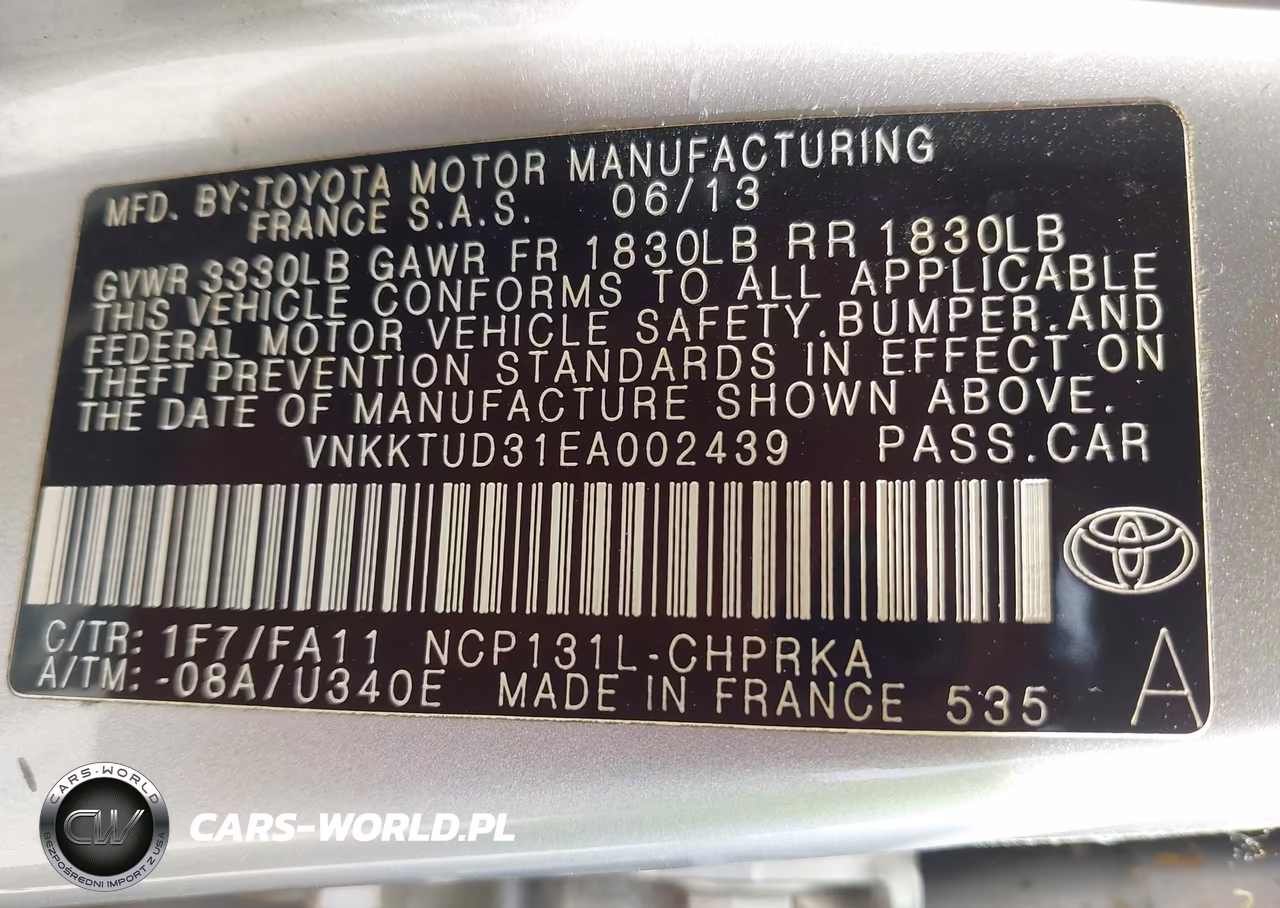 2014 Toyota Yaris L (Tmmf Plant) VIN:VNKKTUD31EA002439 - 9