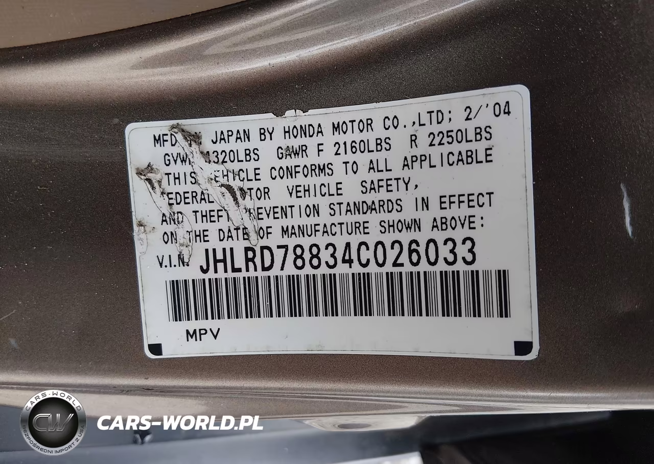 2004 Honda Cr-V Ex VIN:JHLRD78834C026033 - 9