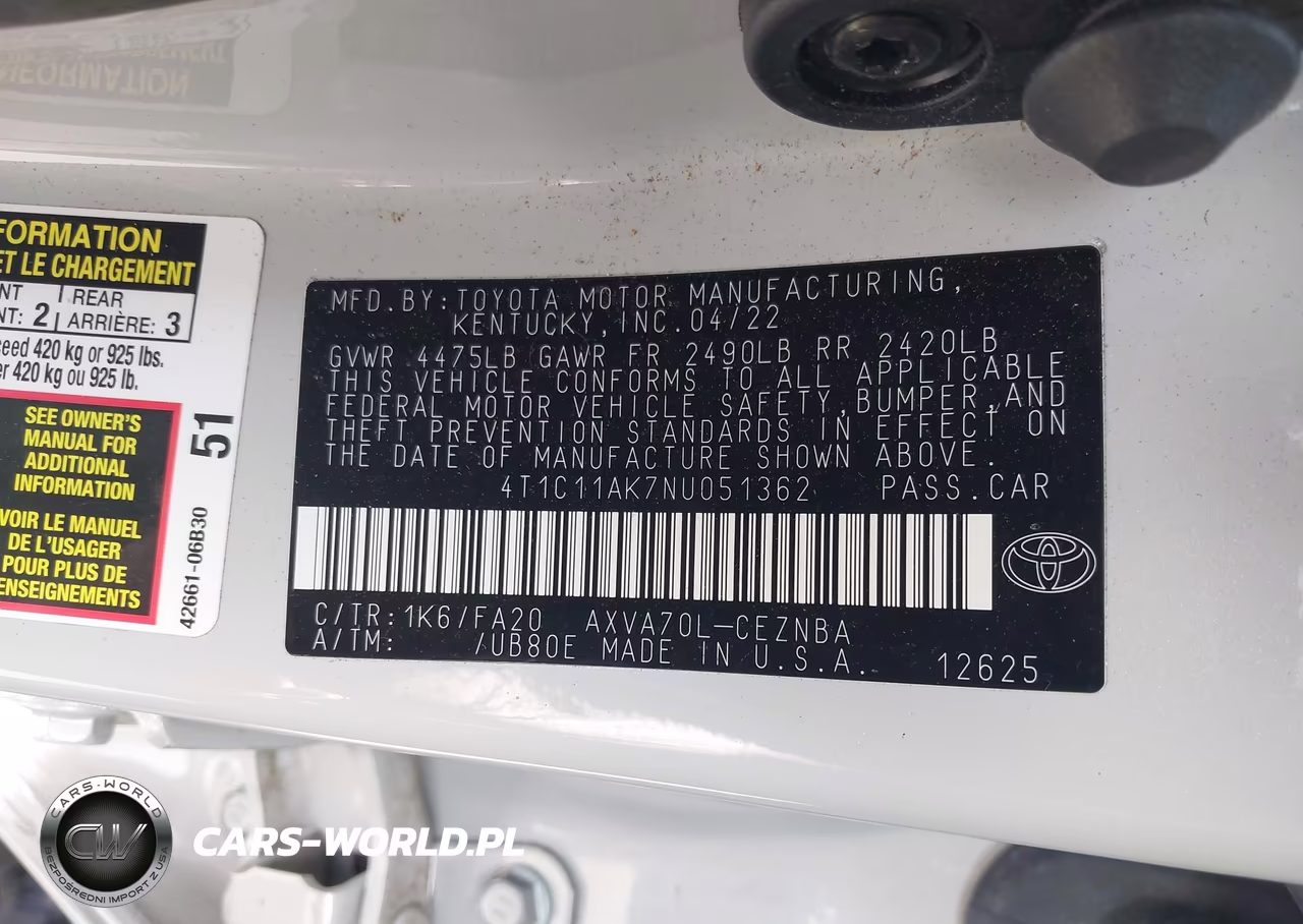 2022 Toyota Camry Le VIN:4T1C11AK7NU051362 - 9
