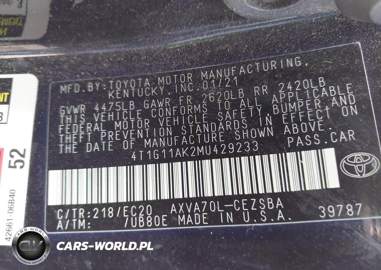 2021 Toyota Camry Se Nightshade Edition VIN:4T1G11AK2MU429233 - 9
