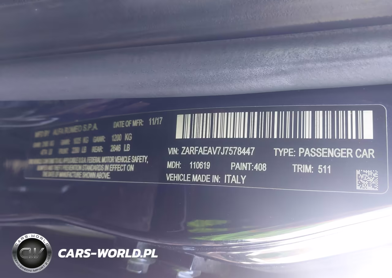 2018 Alfa Romeo Giulia Quadrifoglio Rwd VIN:ZARFAEAV7J7578447 - 9