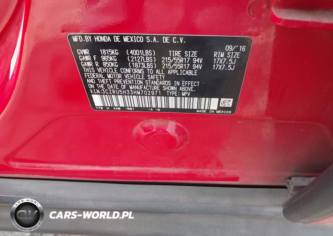 2017 Honda Hr-V Lx VIN:3CZRU5H33HM702971 - 9