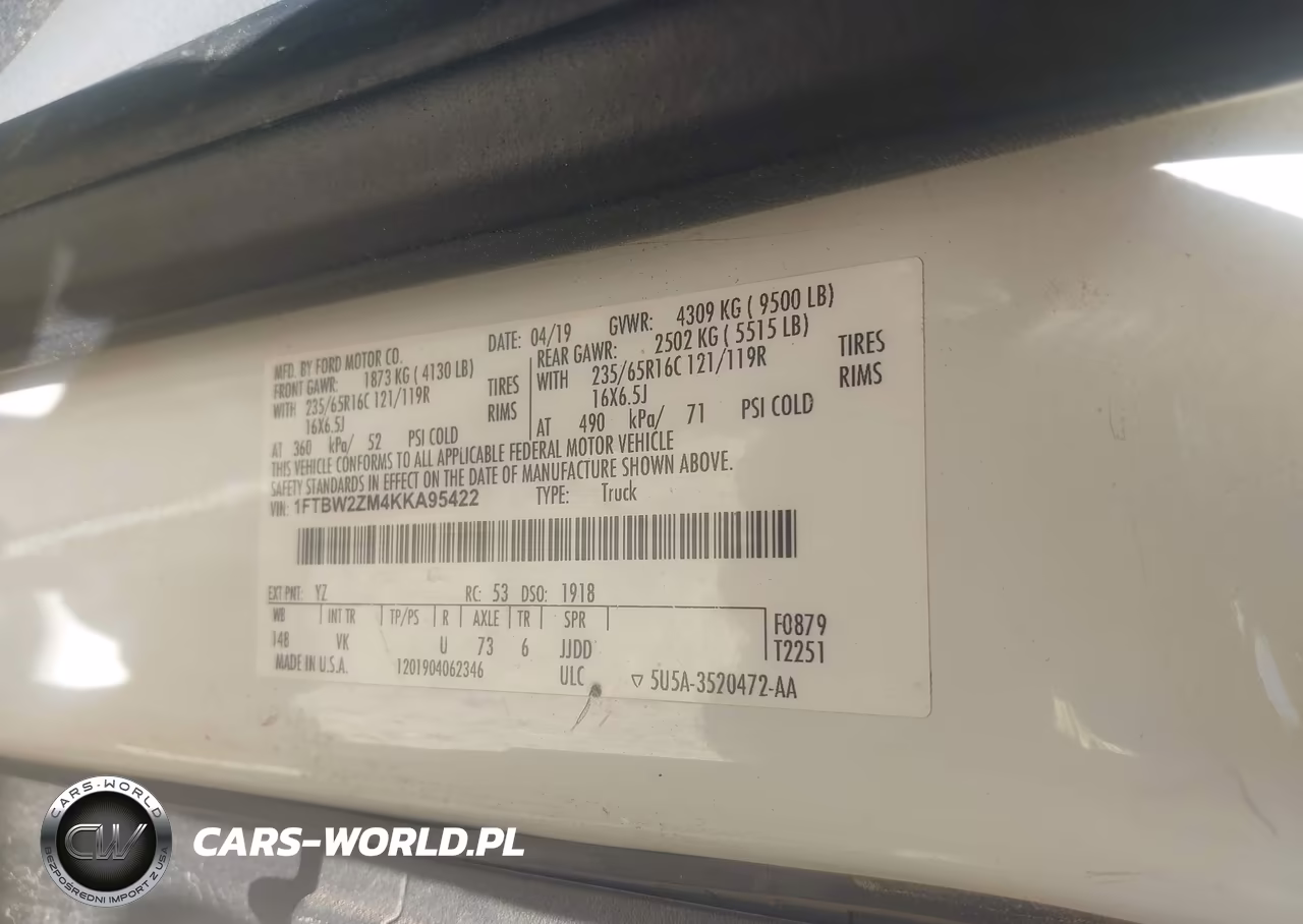 2019 Ford Transit-350 VIN:1FTBW2ZM4KKA95422 - 9