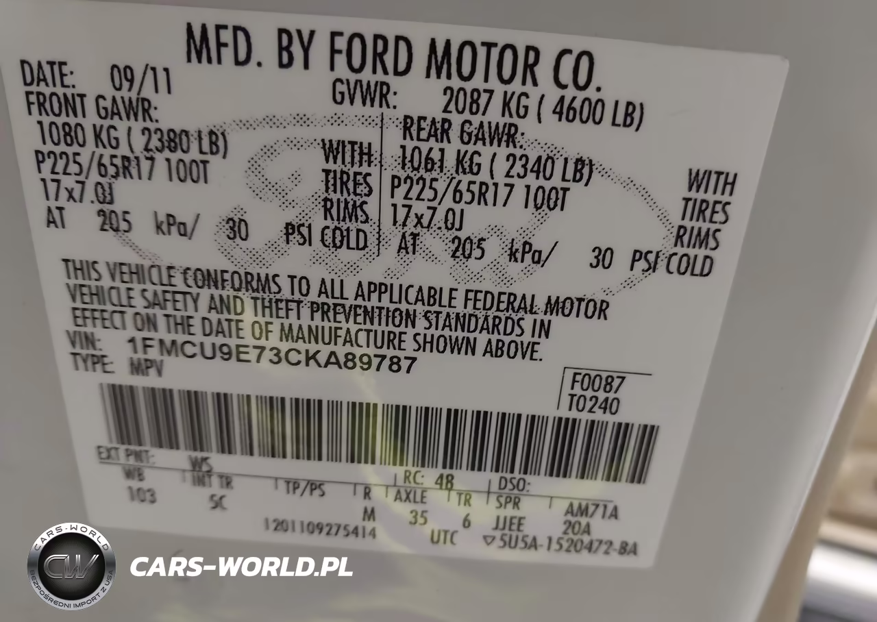 2012 Ford Escape Limited VIN:1FMCU9E73CKA89787 - 9