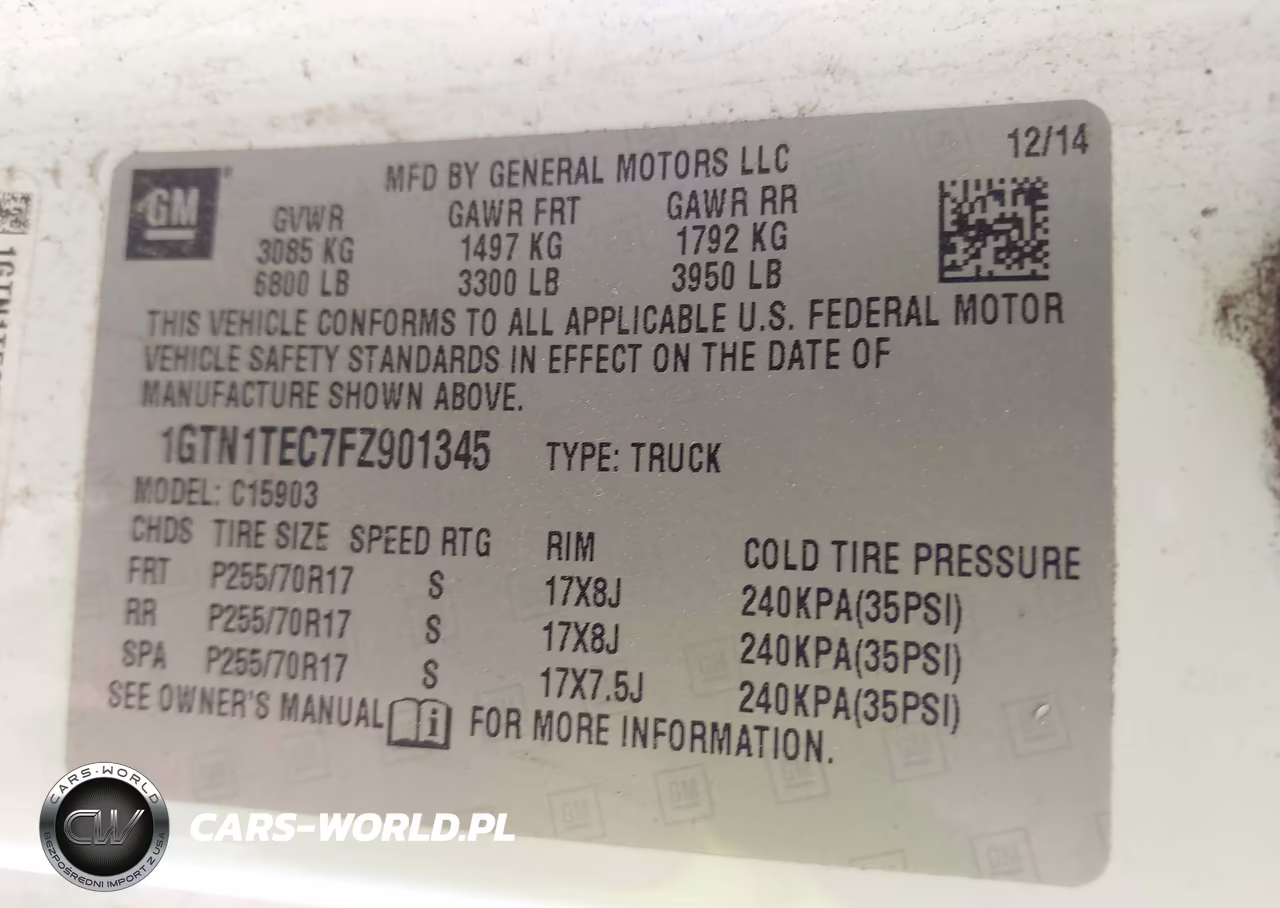 2015 GMC Sierra 1500 VIN:1GTN1TEC7FZ901345 - 9