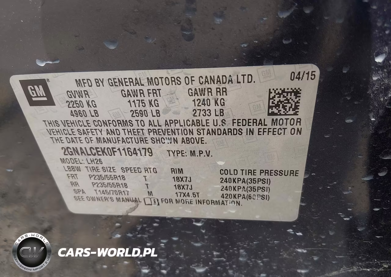 2015 Chevrolet Equinox 2Lt VIN:2GNALCEK0F1164179 - 9
