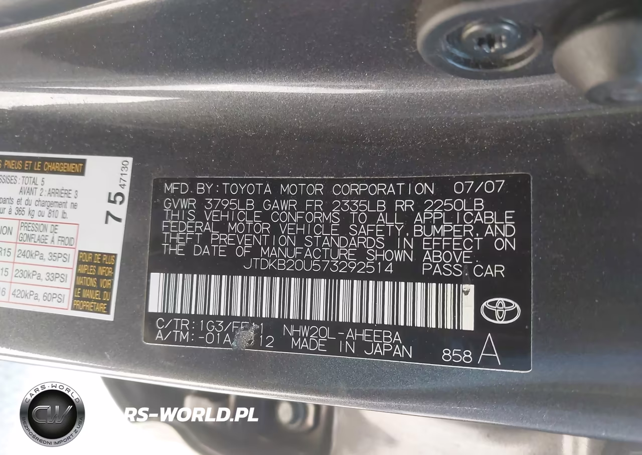 2007 Toyota Prius VIN:JTDKB20U573292514 - 9