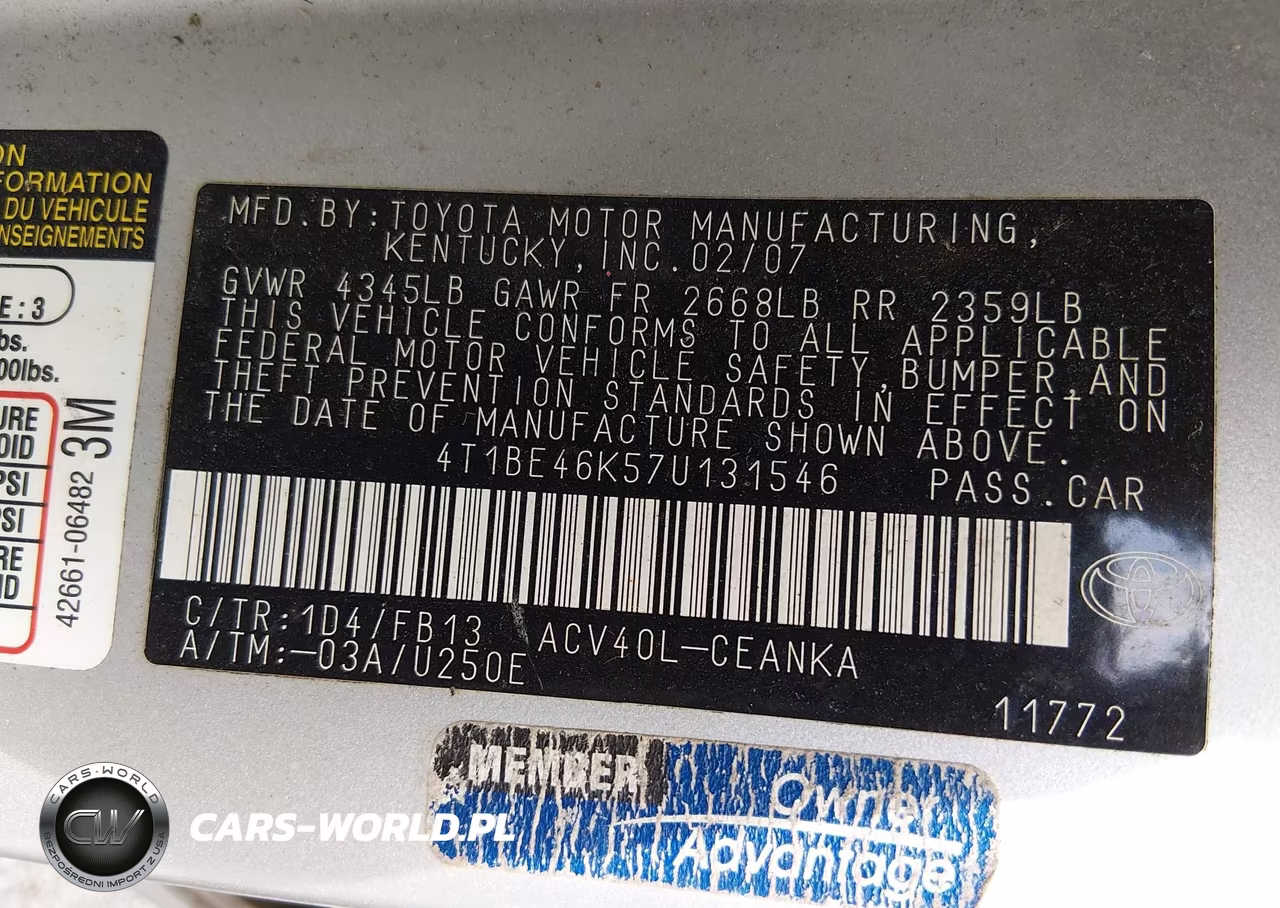 2007 Toyota Camry Le VIN:4T1BE46K57U131546 - 9