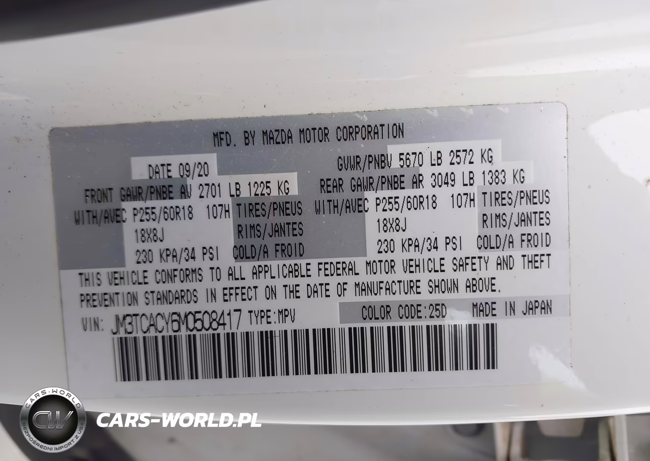 2021 Mazda Cx-9 Touring VIN:JM3TCACY6M0508417 - 9