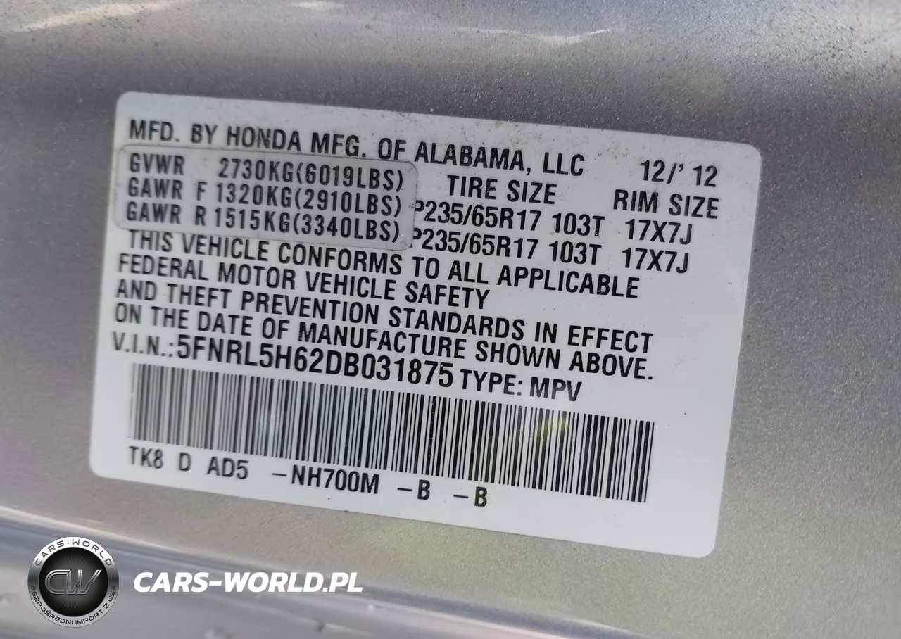 2013 Honda Odyssey Ex-L VIN:5FNRL5H62DB031875 - 9