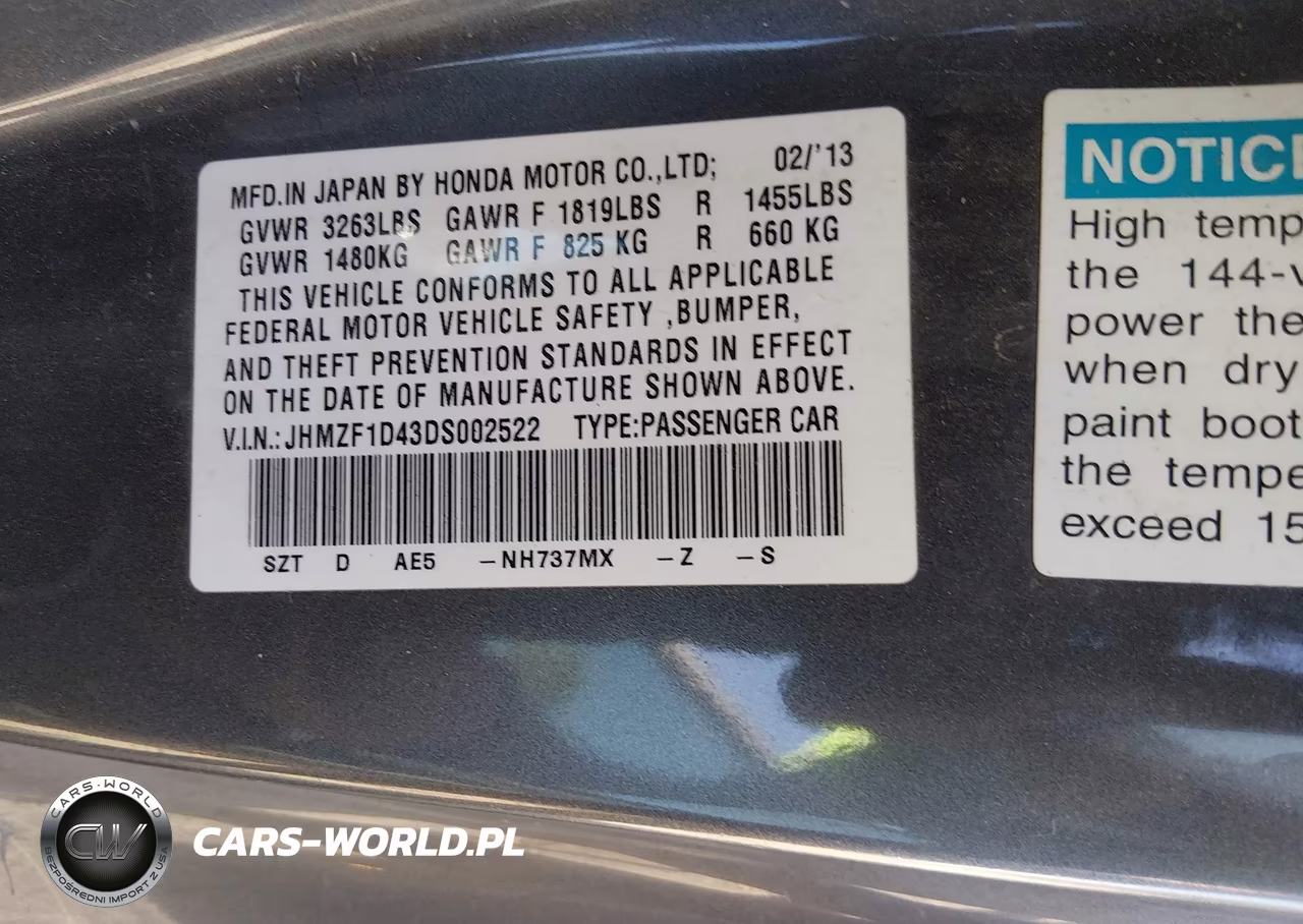 2013 Honda Cr-Z VIN:JHMZF1D43DS002522 - 9