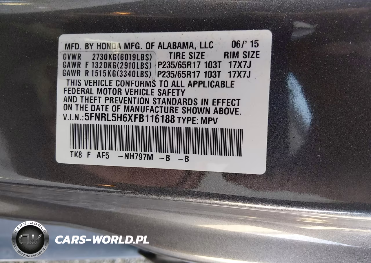2015 Honda Odyssey Ex-L VIN:5FNRL5H6XFB116188 - 9