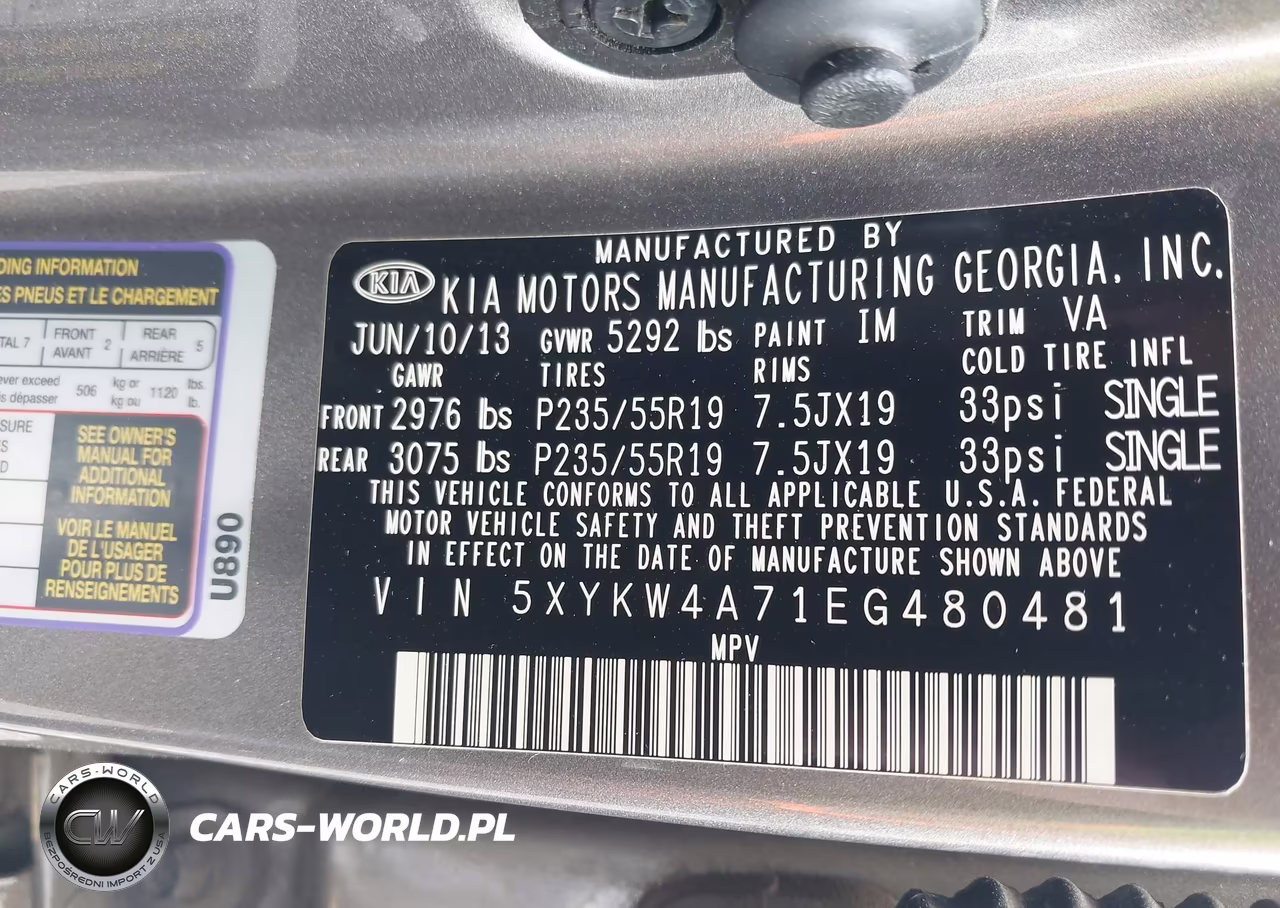 2014 Kia Sorento Sx VIN:5XYKW4A71EG480481 - 9