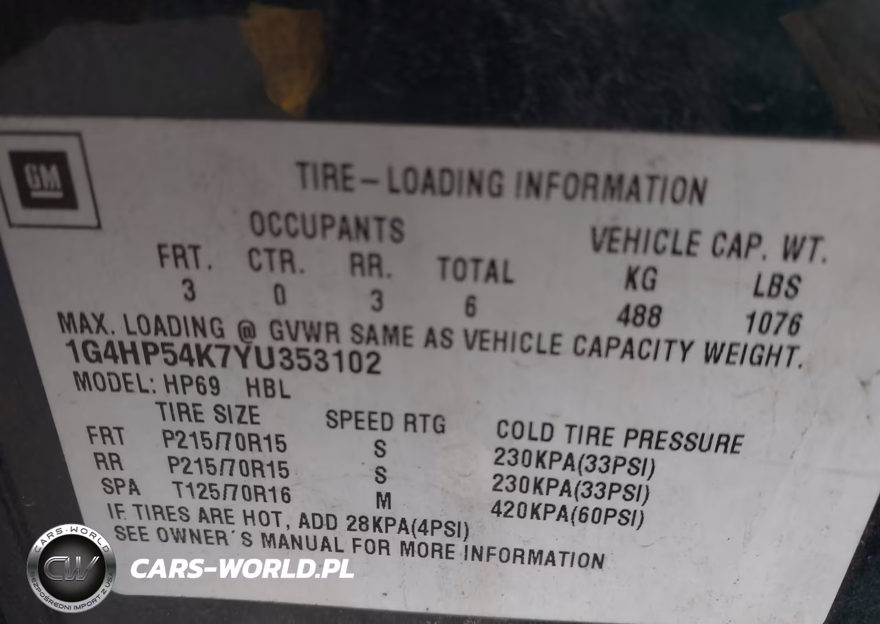 2000 Buick Lesabre Custom VIN:1G4HP54K7YU353102 - 9