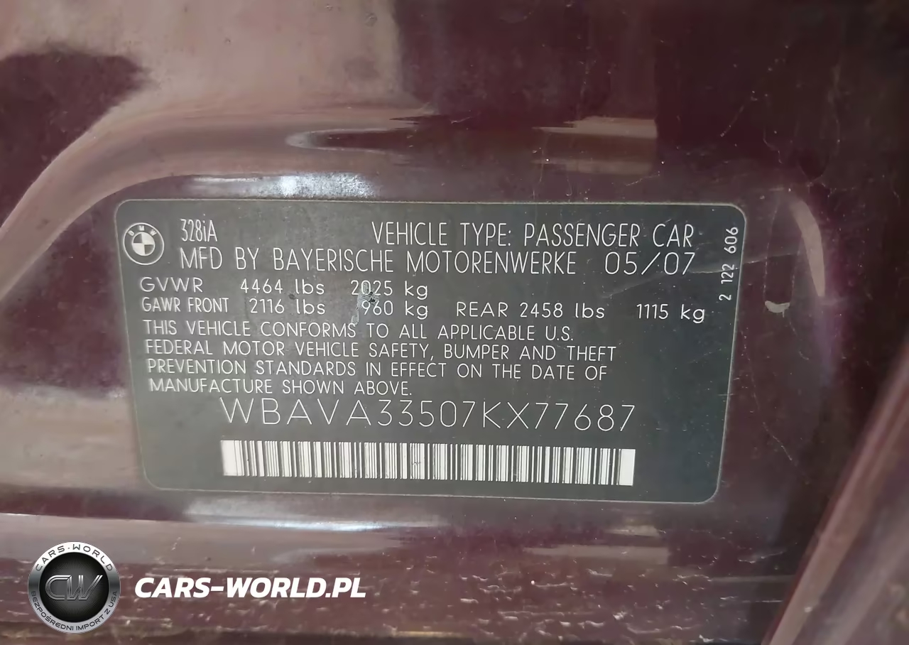 2007 BMW 328I VIN:WBAVA33507KX77687 - 9