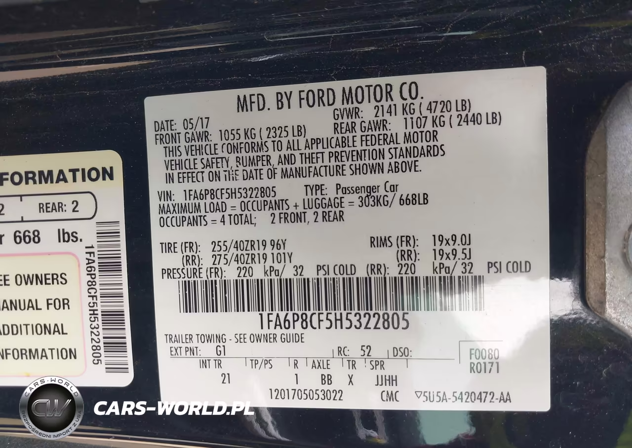 2017 Ford Mustang Gt VIN:1FA6P8CF5H5322805 - 9