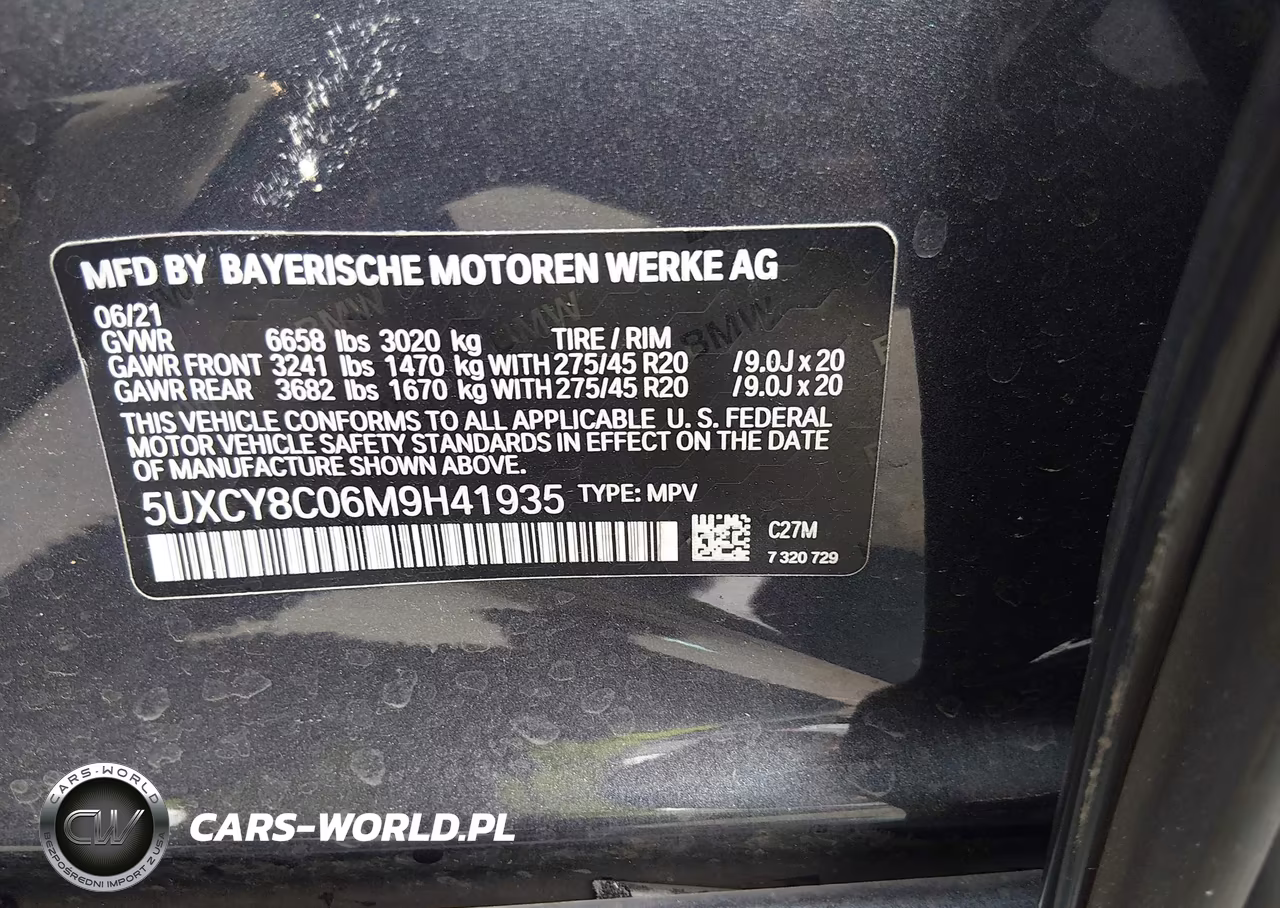 2021 BMW X6 M50I VIN:5UXCY8C06M9H41935 - 9