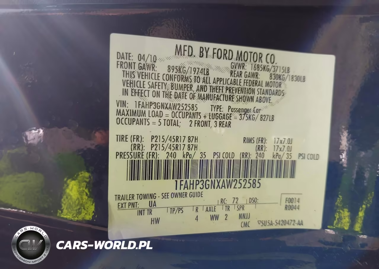 2010 Ford Focus Ses VIN:1FAHP3GNXAW252585 - 9