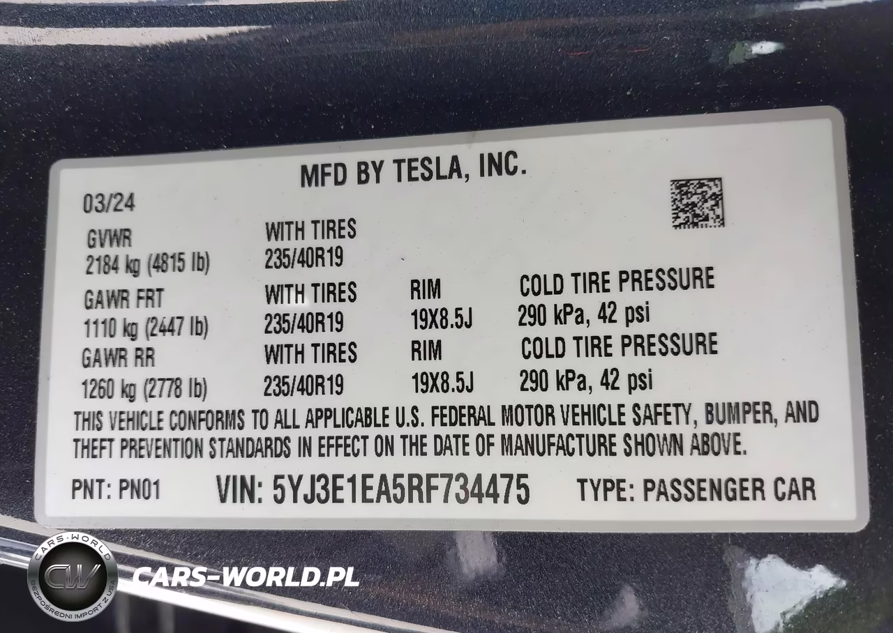 2024 Tesla Model 3 Long Range Dual Motor All-Wheel Drive-Rear-Wheel Drive VIN:5YJ3E1EA5RF734475 - 9
