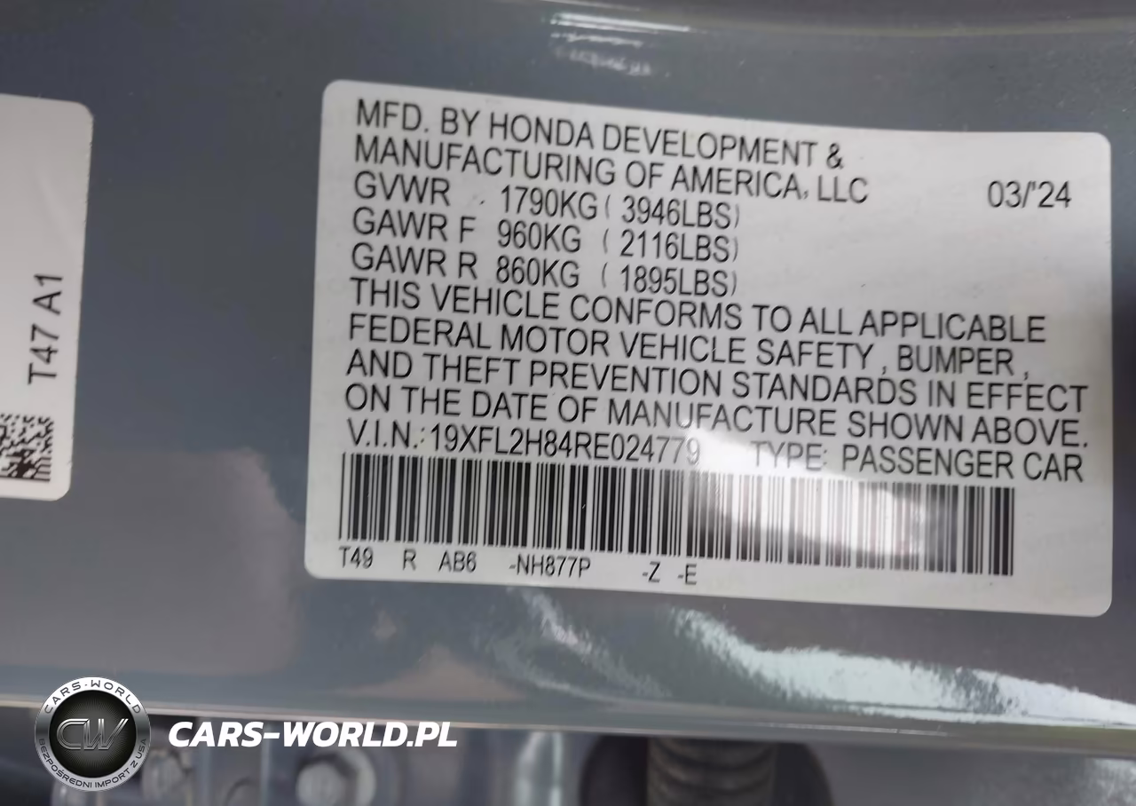2024 Honda Civic Sport VIN:19XFL2H84RE024779 - 9