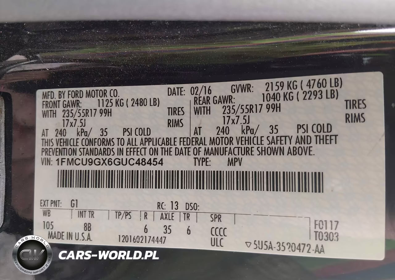 2016 Ford Escape Se VIN:1FMCU9GX6GUC48454 - 9